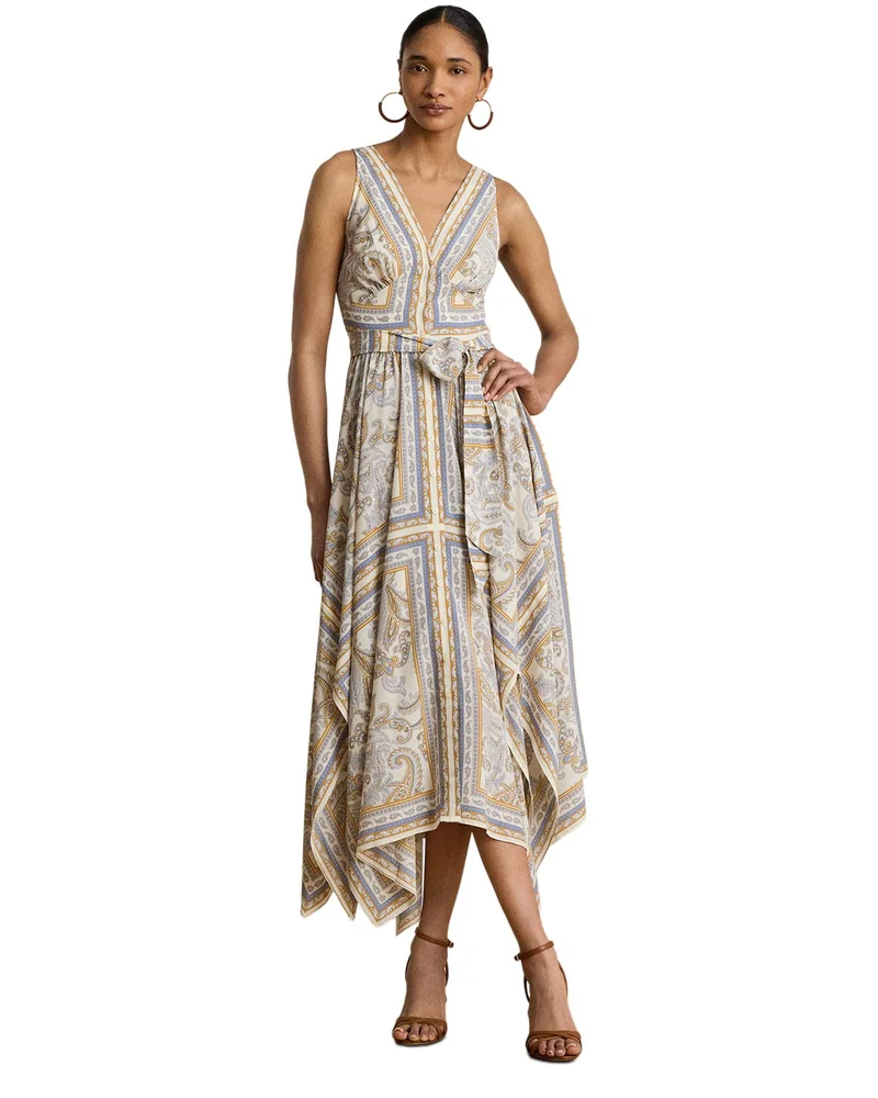 Paisley Georgette Handkerchief Hem Dress