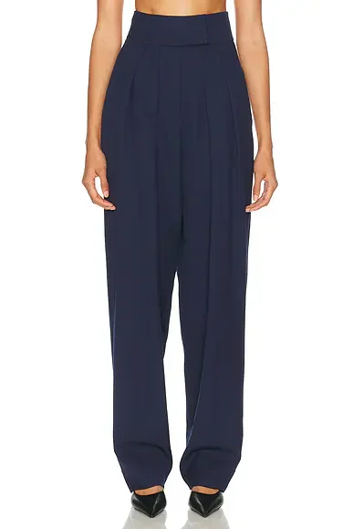 High Waist Pleated Suit Trouser in Wool