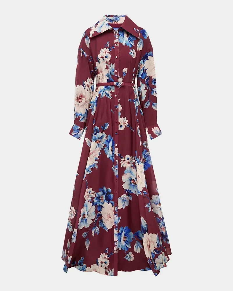 Josephine Floral-Print Silk Gown