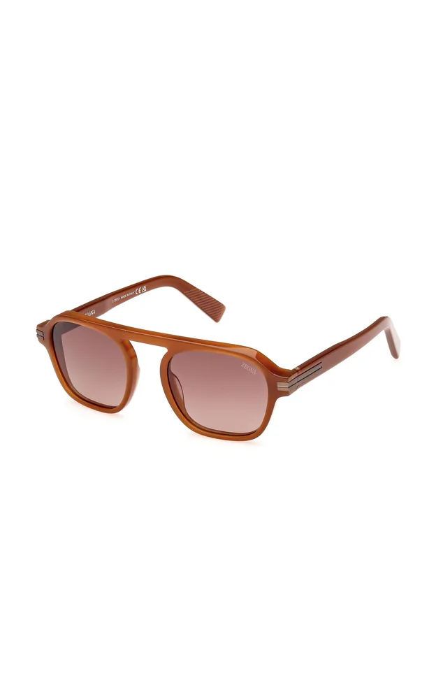 Zegna Shiny Light Brown Sunglasses