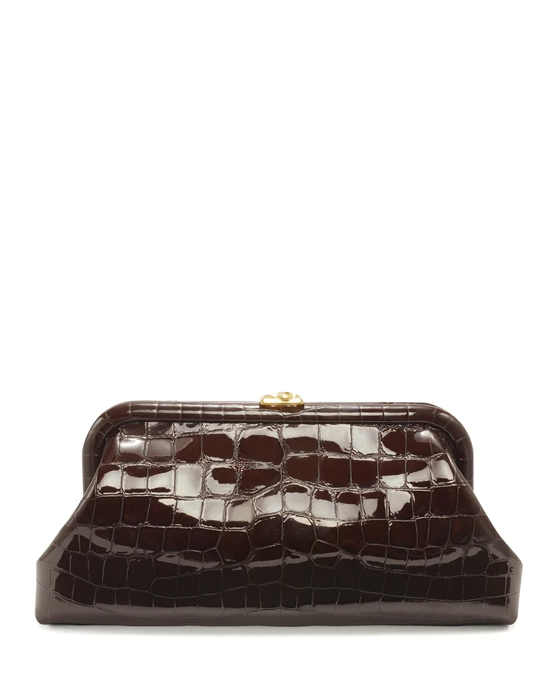Skylar Croc Embossed Patent Leather Clutch