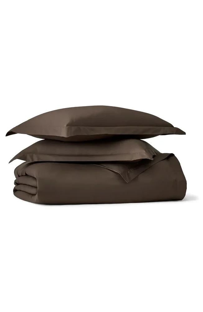Signature Hemmed Duvet Set in Deep Walnut