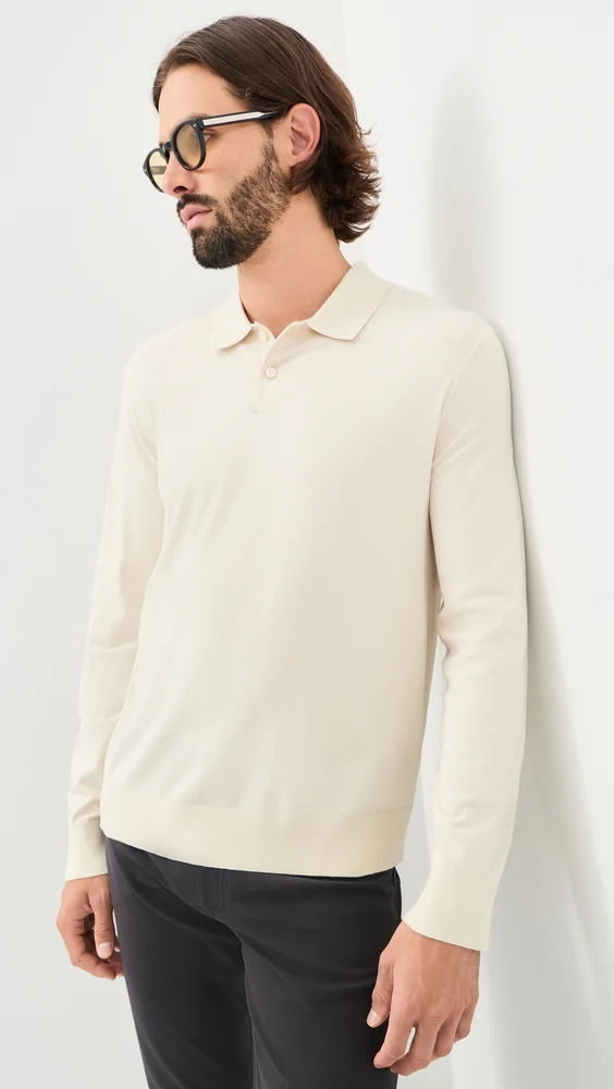 Goris Long Sleeve Polo in Light Bilen