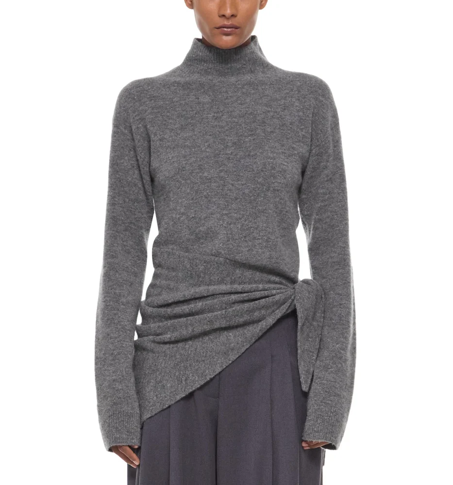Wrap Tie Turtleneck Sweater