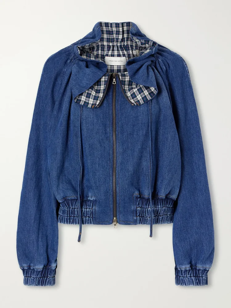Gathered denim jacket