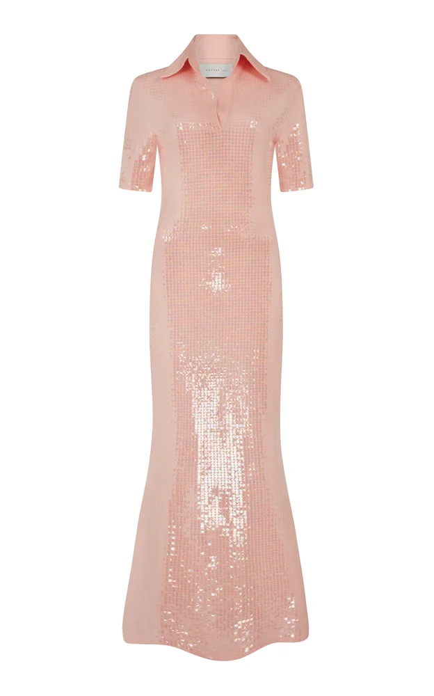 Exclusive La Isla Sequined Jersey Maxi Polo Dress