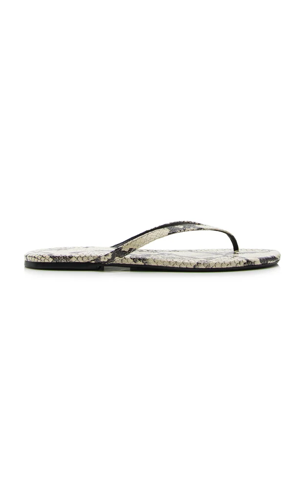 Freja Snake-Effect Leather Thong Sandals