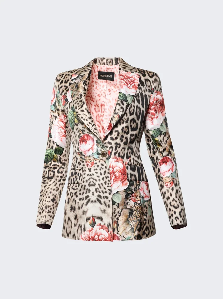Roses Jaguar Printed Blazer Natural