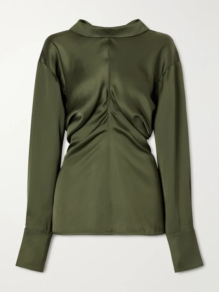 Slouch draped satin blouse