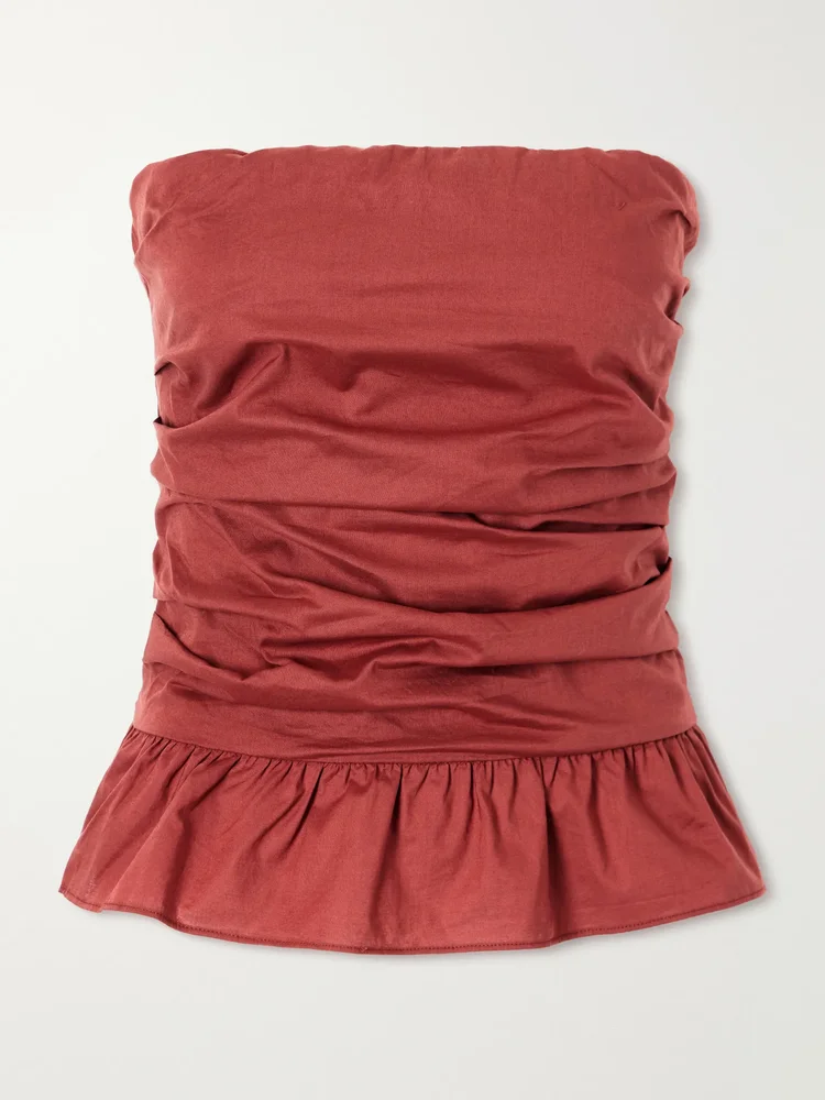 Simone strapless ruffled cotton top