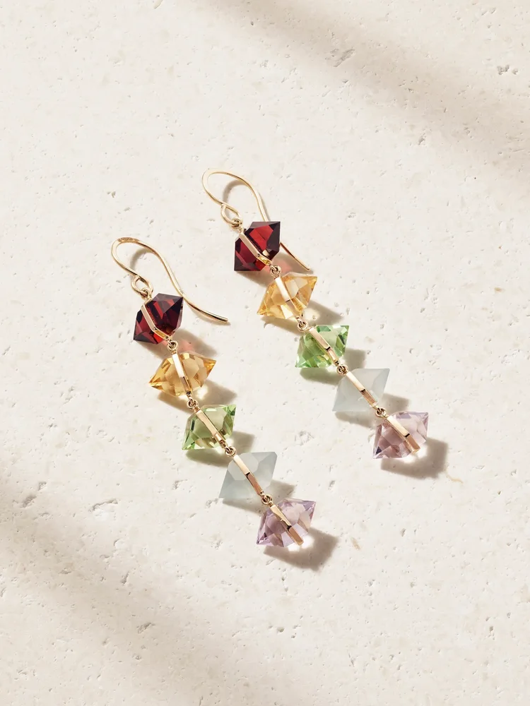 14-karat gold multi-stone earrings