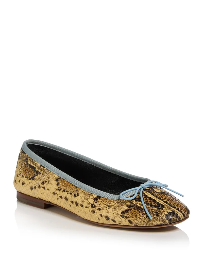 Dance Snake Embossed Leather Ballet Flats