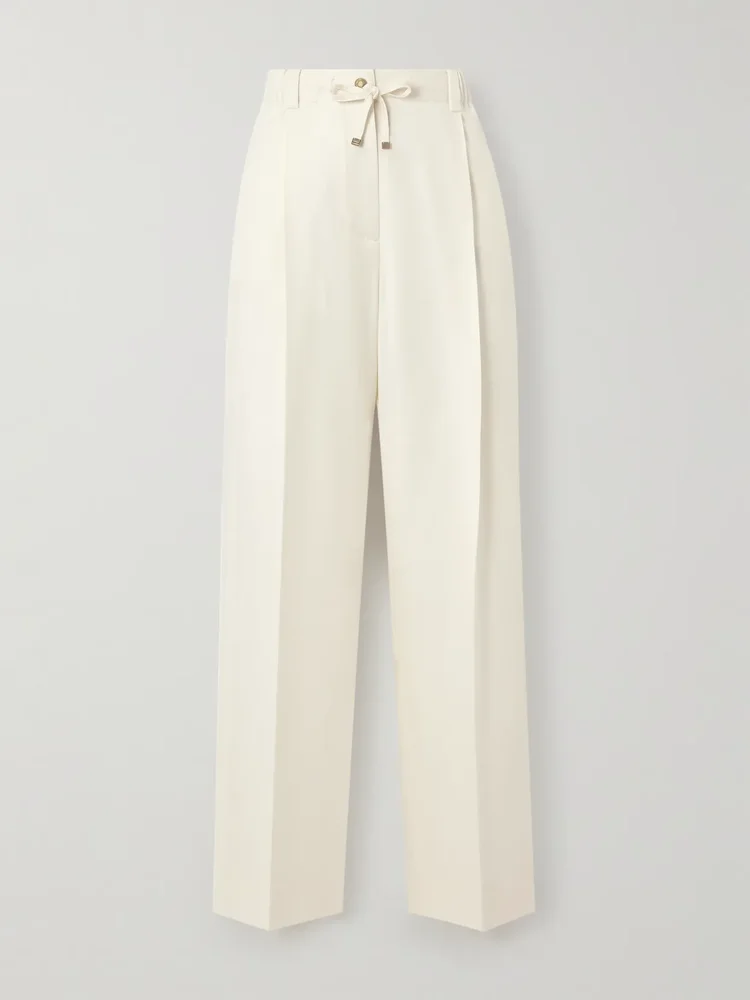 Pleated wool-gabardine wide-leg pants