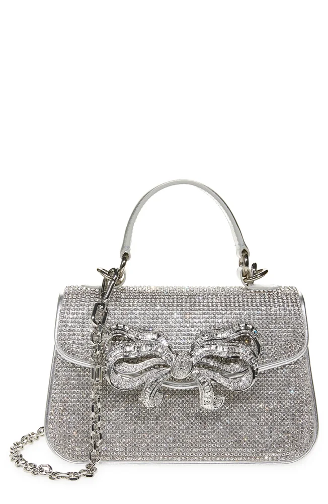 Crystal Bow Top Handle Bag