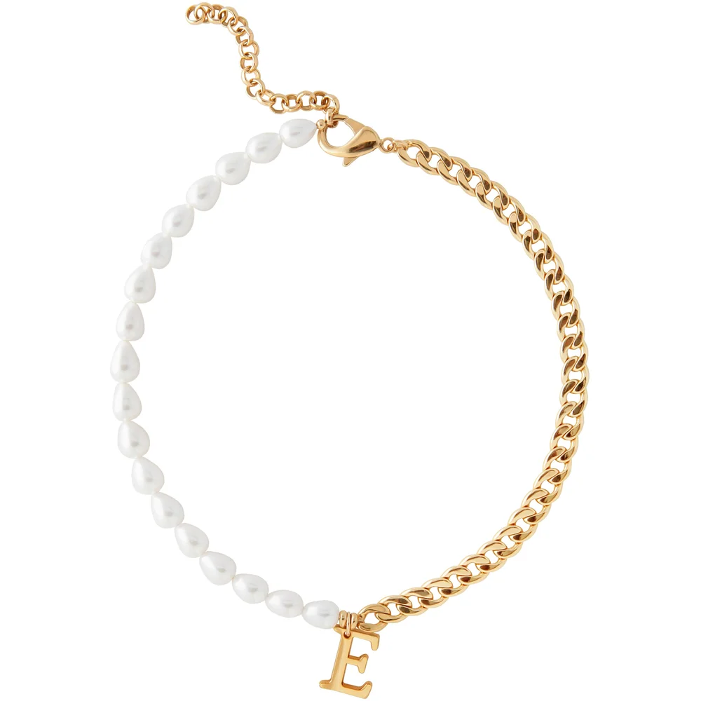 Pearl and Chain Initial Necklace