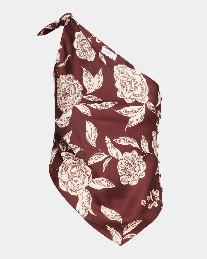 Brigid Floral Satin Tie-Shoulder Top