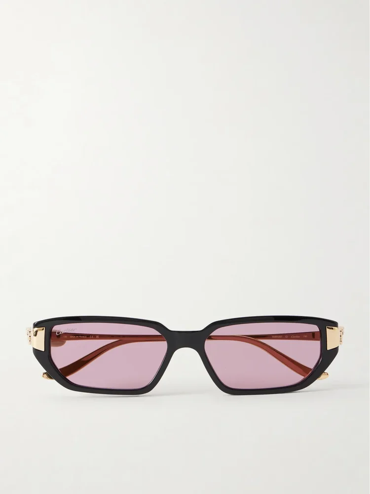 Panthère de Cartier rectangular-frame recycled-acetate gold-tone sunglasses