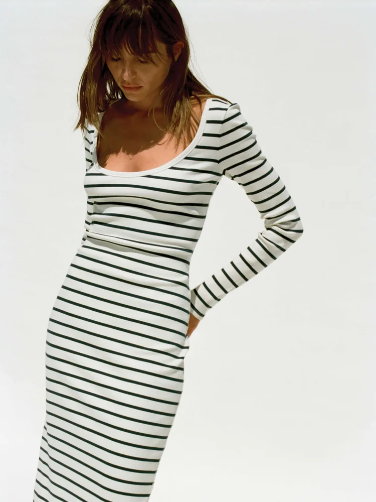 Surfside Rib Maxi Dress - Salt Air Stripe