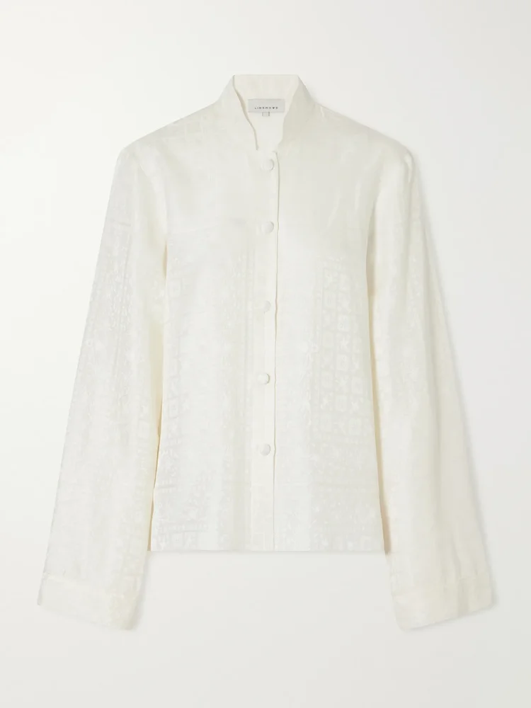 Nisha silk-jacquard shirt