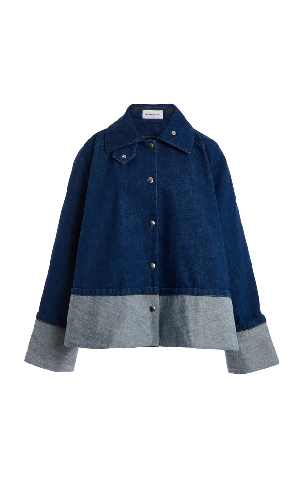 The Wells Cotton Cuffed Denim Trapeze Jacket