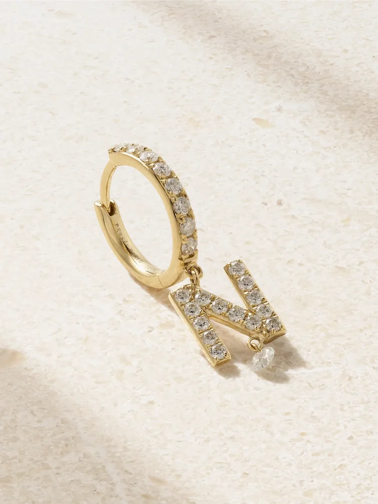 Initial 18-karat gold diamond single earring