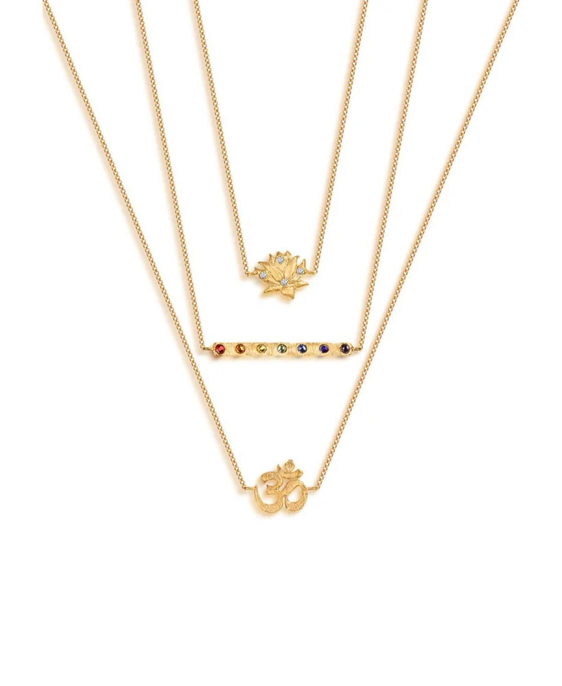 Aligned in Serenity Lotus OM Triple Layer Chakra Necklace