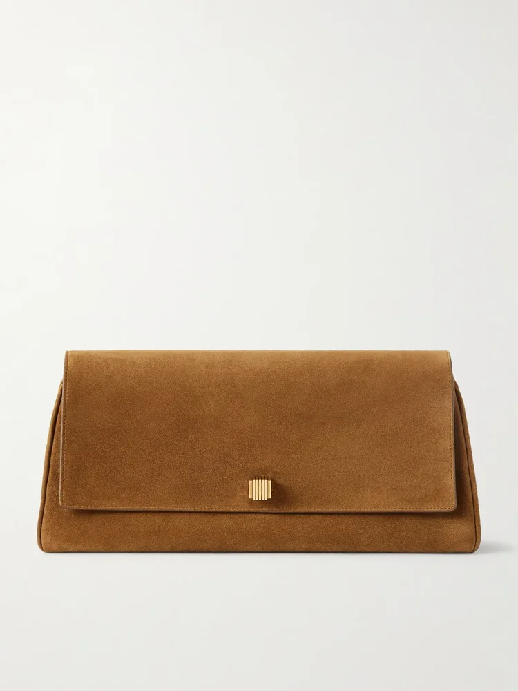 Audrey suede clutch bag