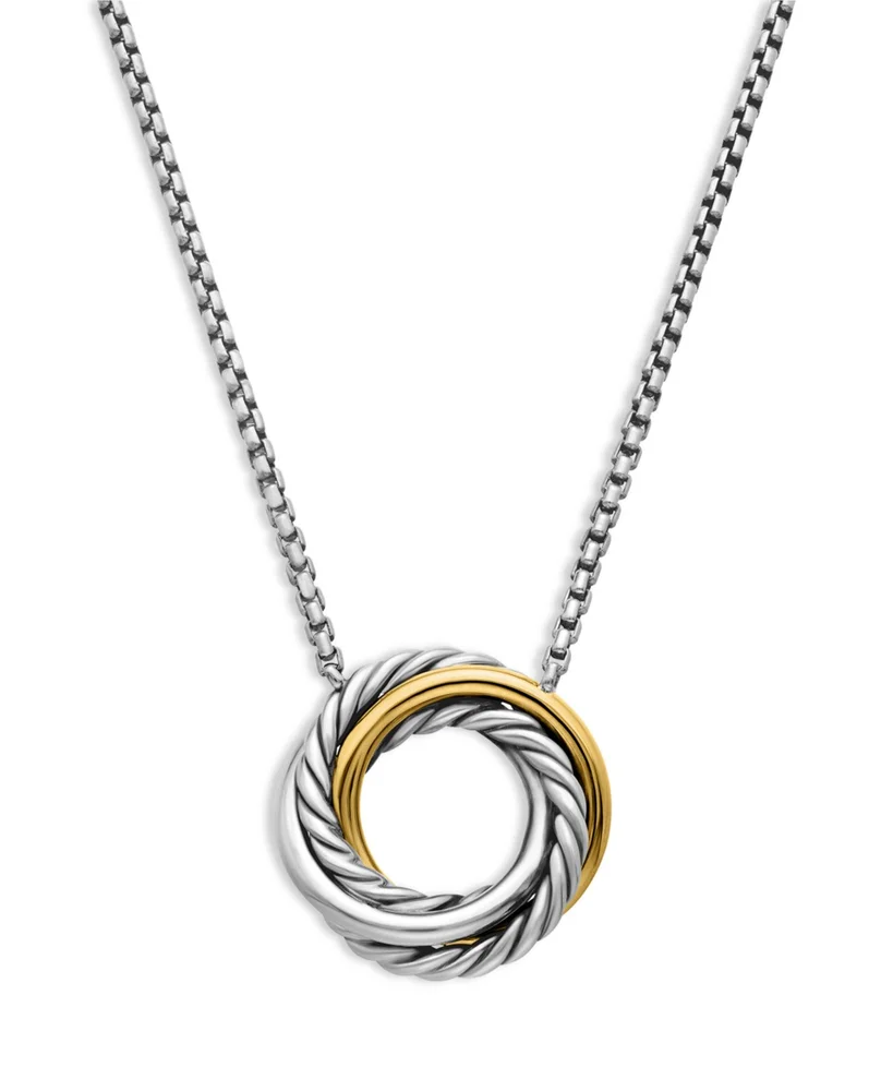 Sterling Silver & 18K Yellow Gold Crossover Mini Pendant Necklace, 17"