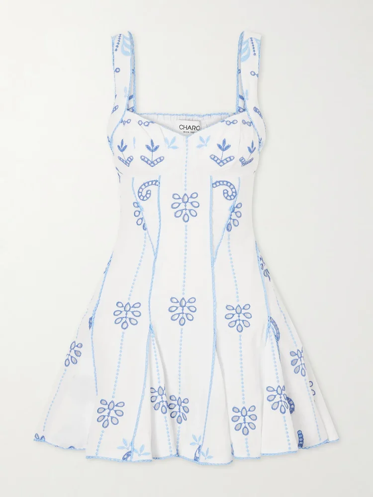 Arissa broderie anglaise cotton-blend mini dress
