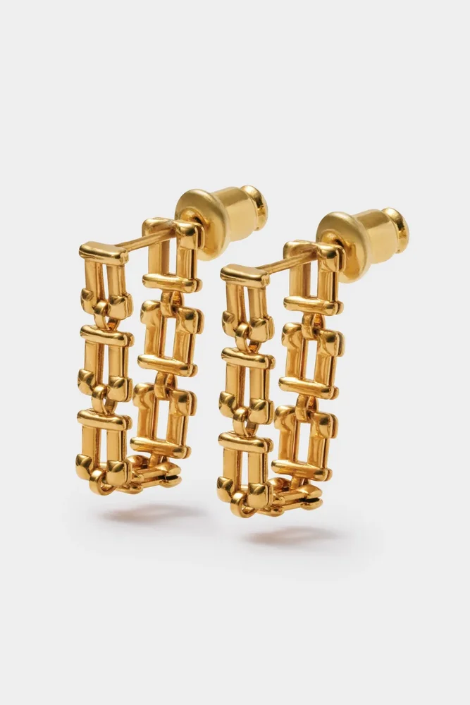 Grecian Waterproof Gold Link Multi-Wear Earrings