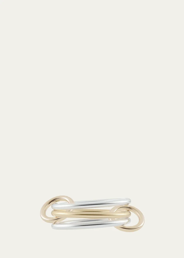 Solarium SY Three Link Ring in Sterling Silver and 18K Yellow Gold Connectors