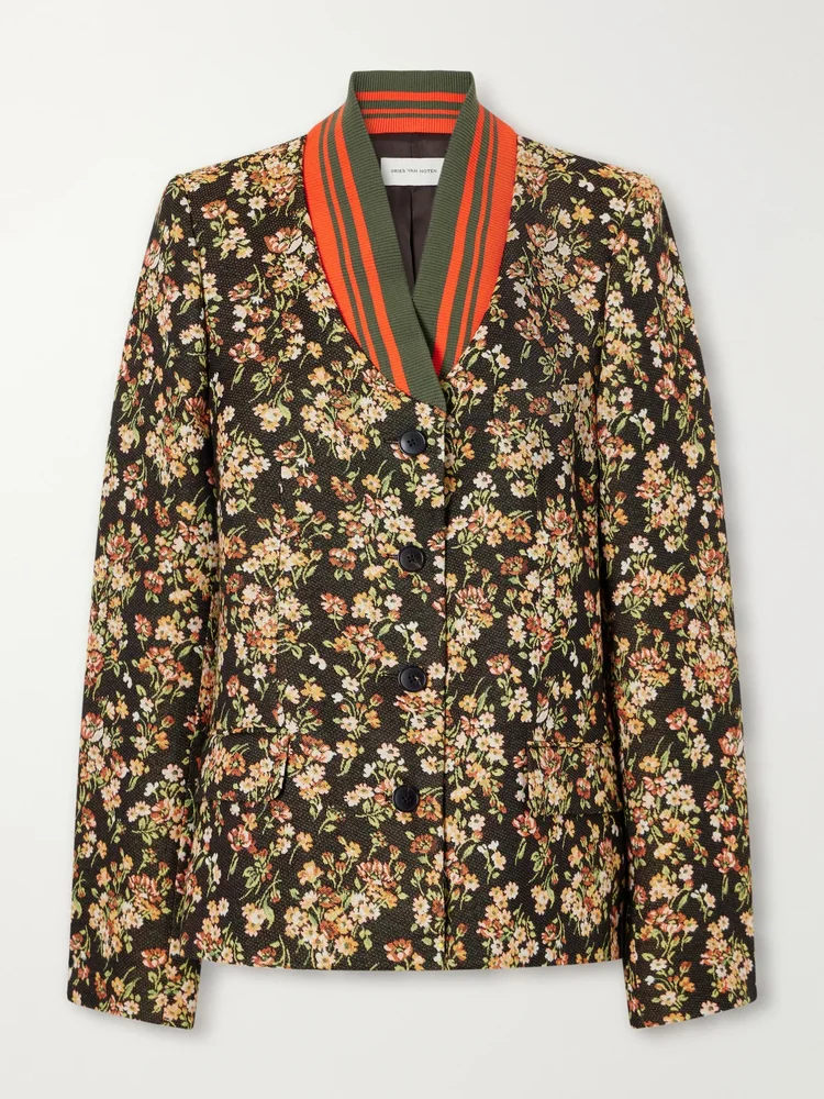 Britt floral-jacquard cotton-blend jacket