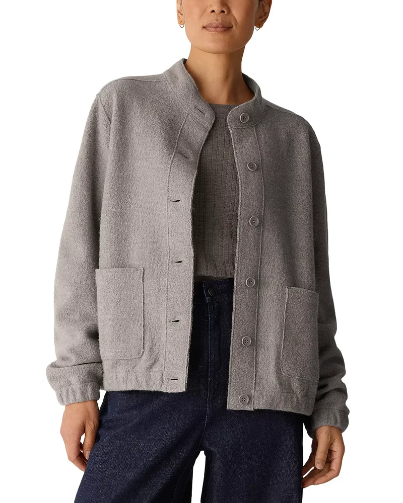 Lightweight Boiled Wool Stand Collar Jacket