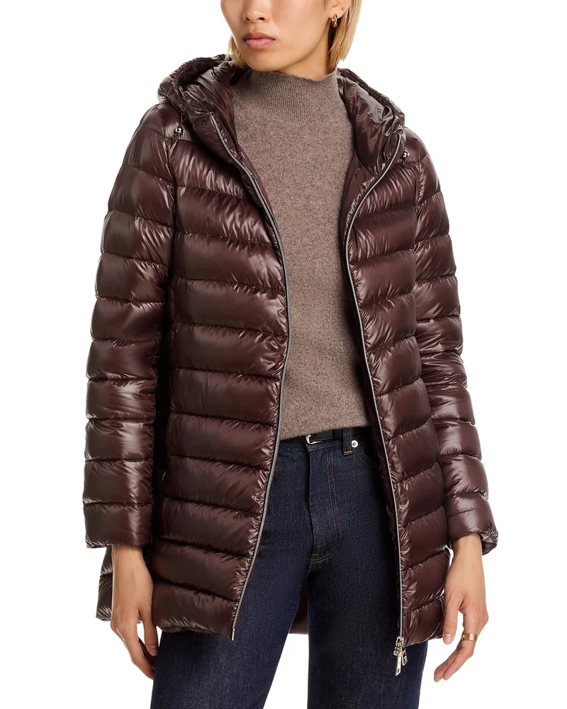 Quilted Hooded A Line Coat