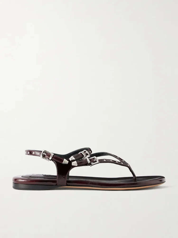 studded patent leather sandals