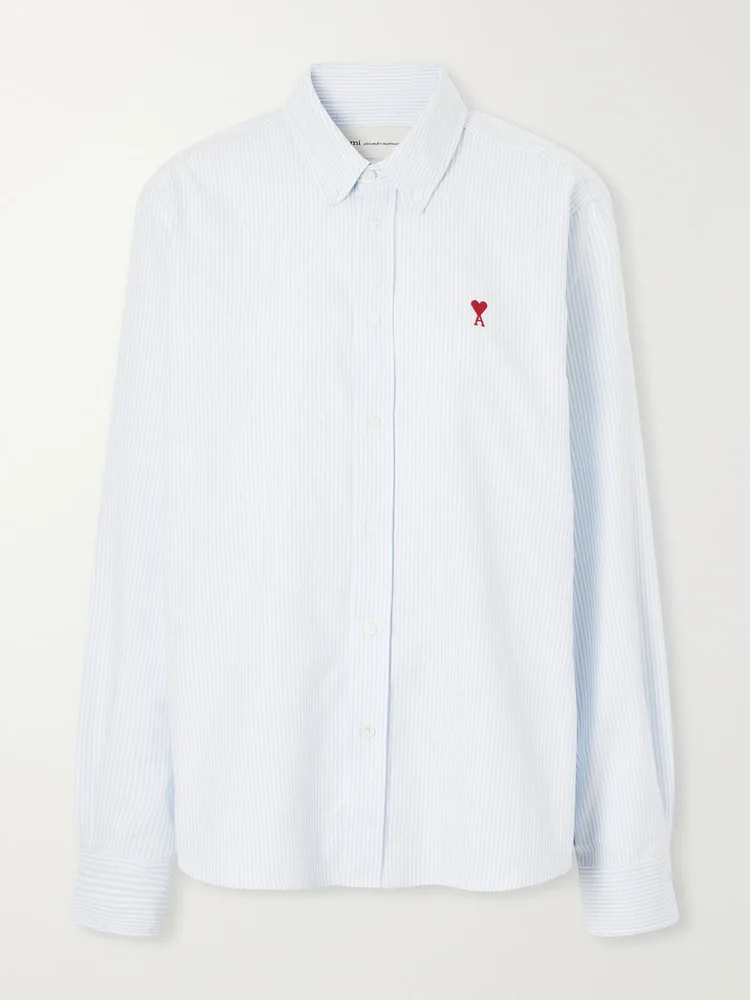 Embroidered striped cotton Oxford shirt