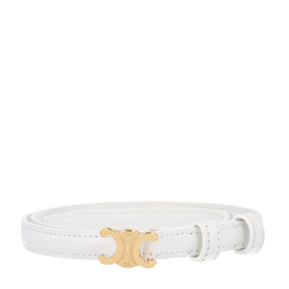 Pre-Owned Box Calfskin Small 18mm Triomphe Belt in White