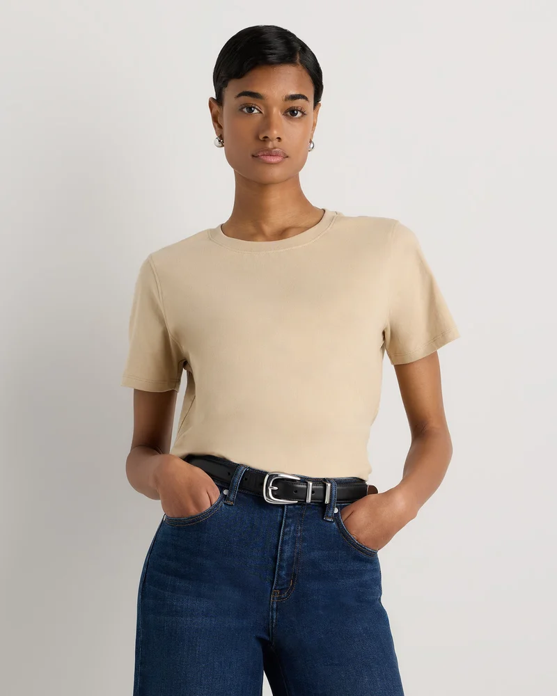 100% Organic Cotton Boxy Crewneck Tee in Classic White