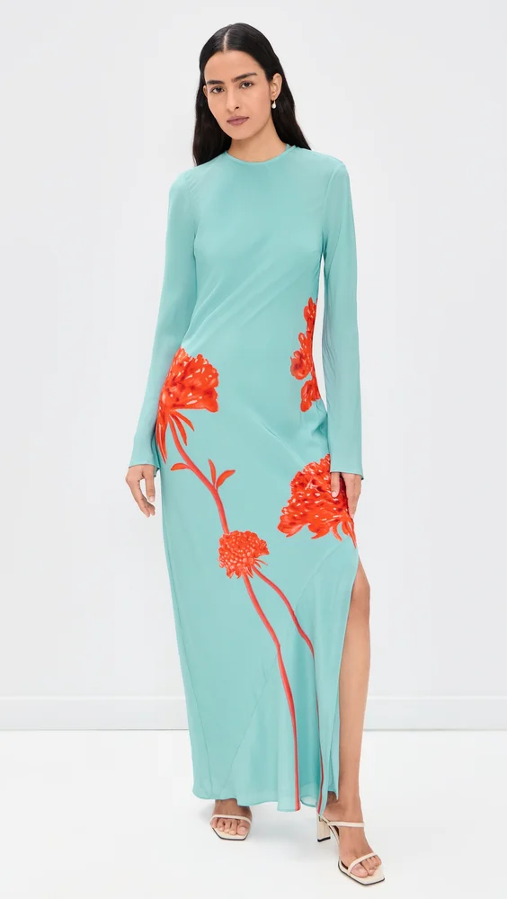 Amelie Long Sleeve Silk Maxi Dress