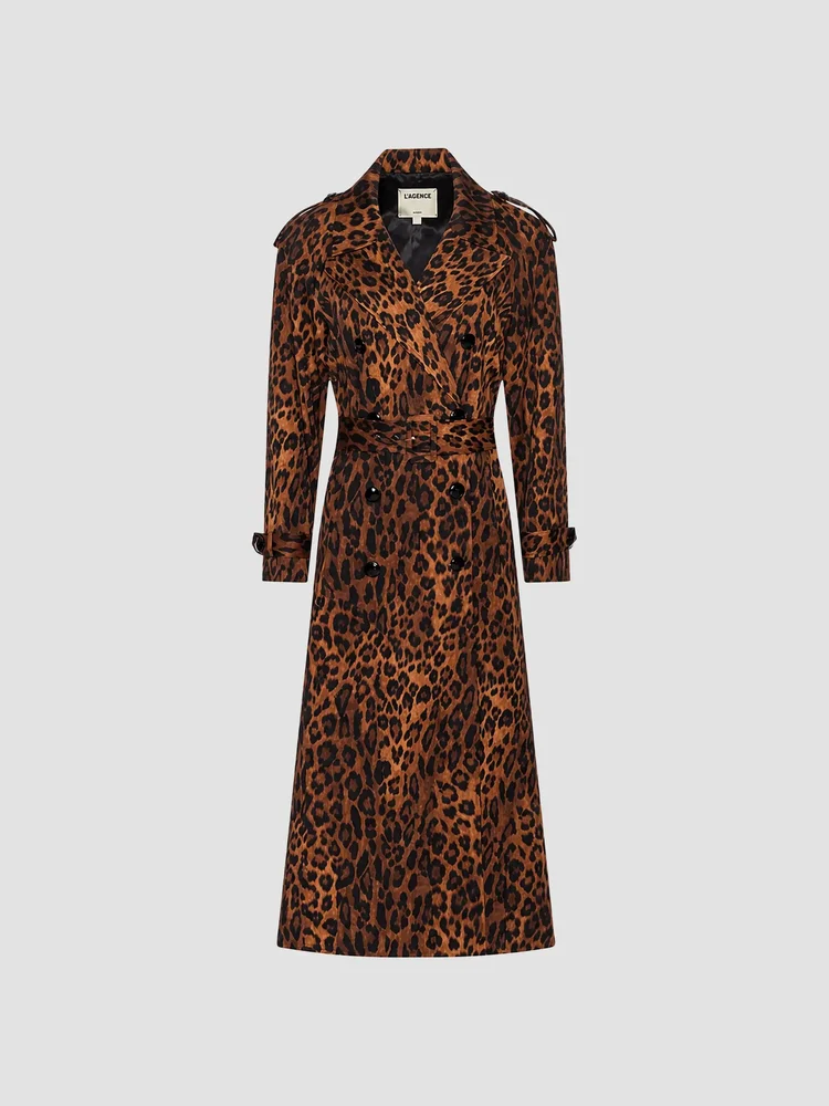 Brinley Leopard-Print Oversized Trench