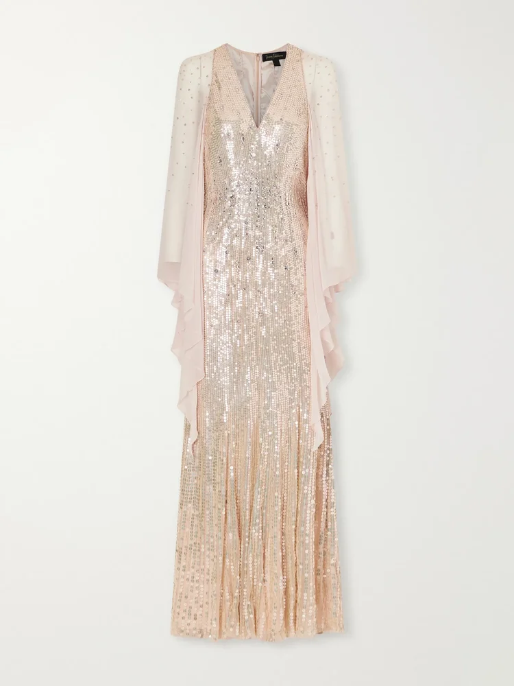 Lyrical sequin-embellished chiffon gown