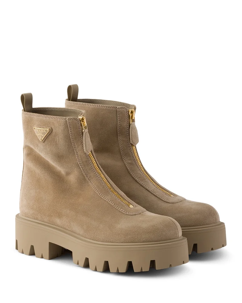 Suede Booties with Zip