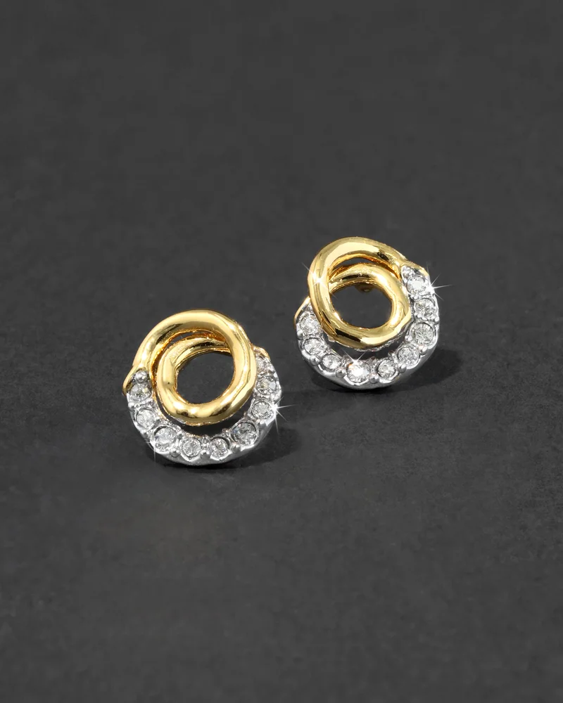 Solanales Gold Crystal Spiral Stud Earring