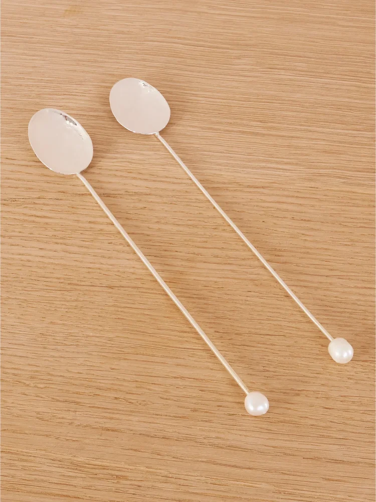 Set of two silver-plated cocktail spoon