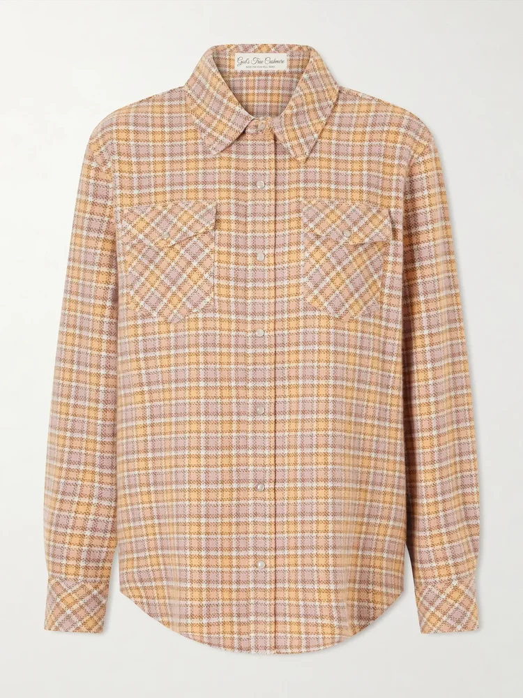 Midnight Rose checked cashmere shirt