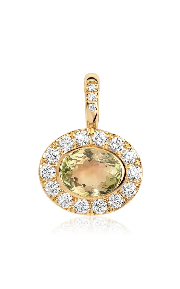 14K Yellow Gold Diamond And Tourmaline Pendant