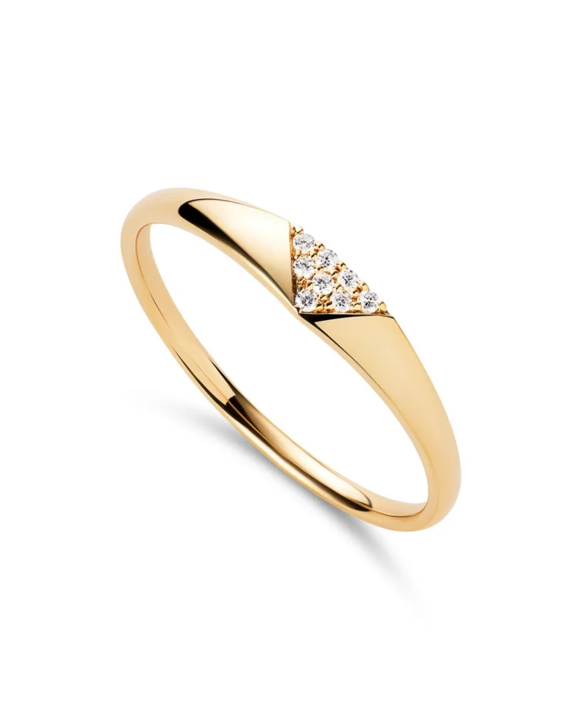Solid Yellow Gold Lab-Grown Diamond Trillion Signet Ring