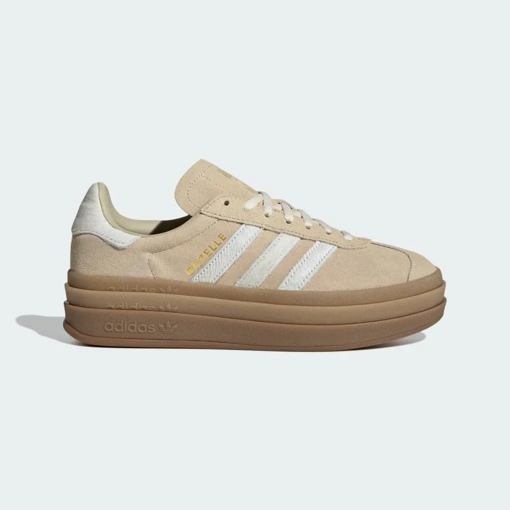 Gazelle Bold Shoes in Stone Khaki/Cream White/Gold Metallic