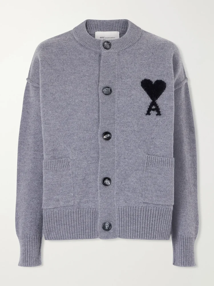 Intarsia wool cardigan