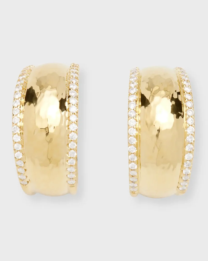 18K Stardust Goddess Hammered Dome Huggie Earrings